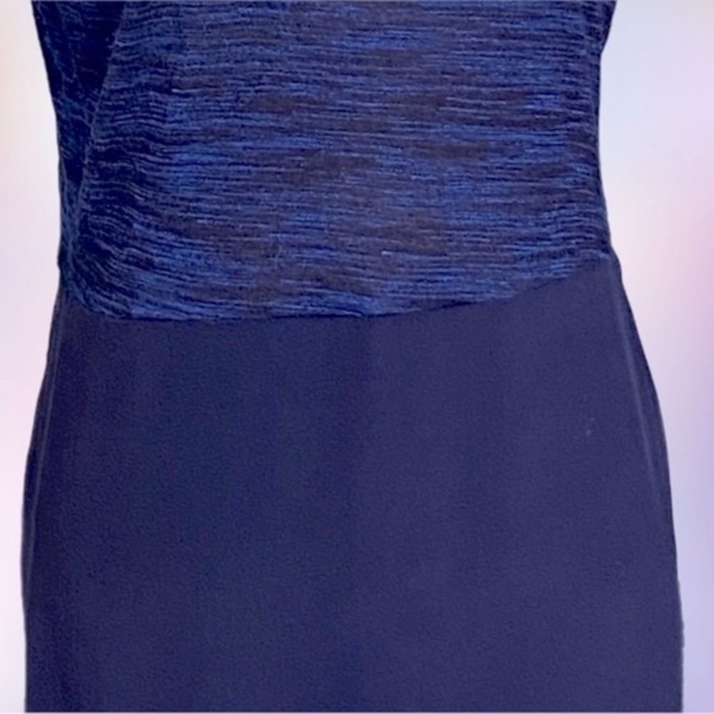 VINCE blue and black “Mixed Media” linen and silk tunic w/side slits. XS. EUC - Picture 5 of 12